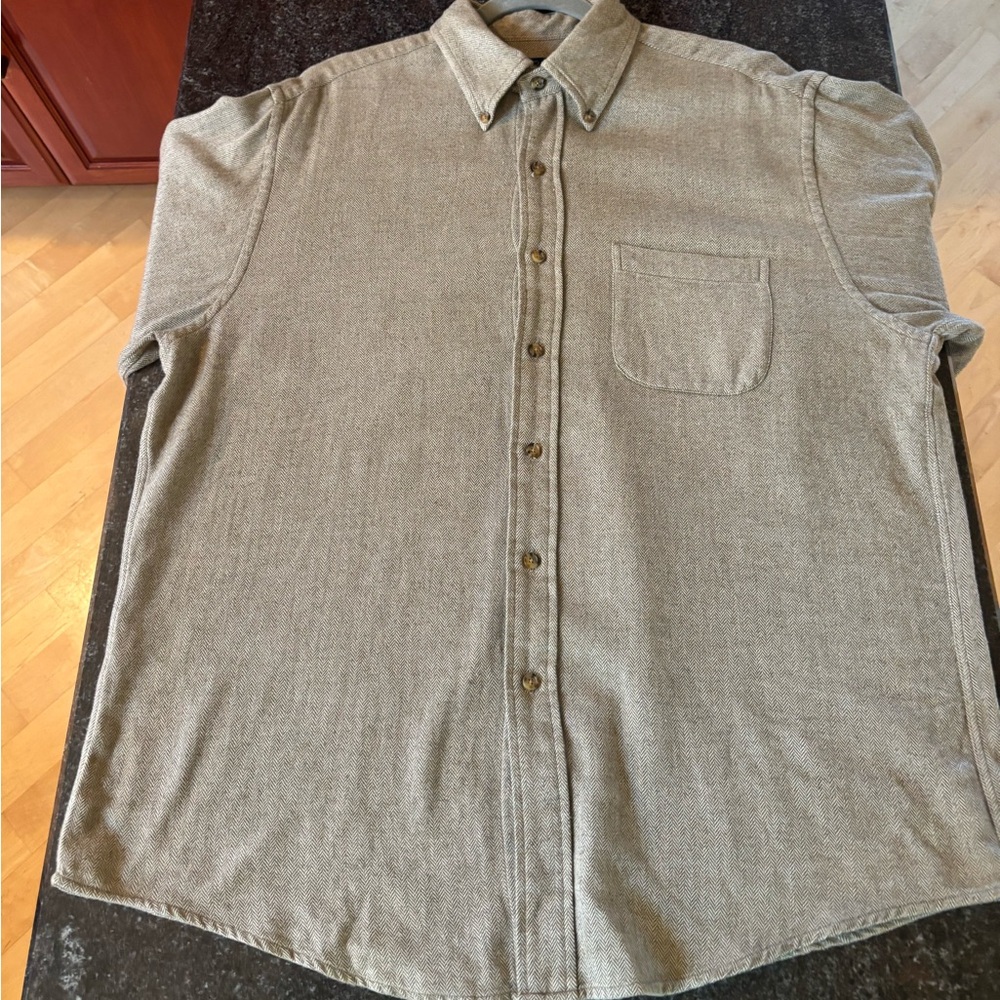 Brooks Brothers Olive Herringbone Button Down Shirt